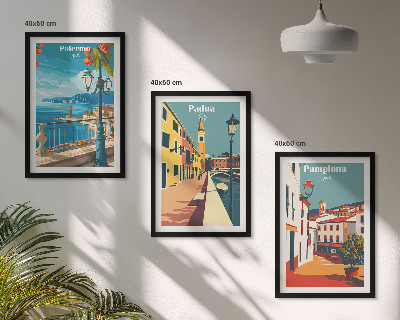 Gerahmtes bilderset Retro-Stadtillustrationen