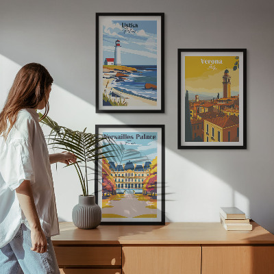 Gerahmtes bilderset Ansichten von Orten am Meer und von Städten