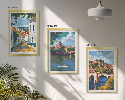 Gerahmtes bilderset Retro-Stadtgrafiken