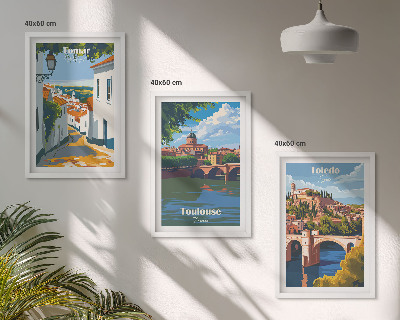 Gerahmtes bilderset Retro-Stadtgrafiken