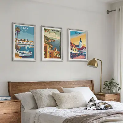 Ansichten von Küstenstädten 3er-Set Bilder mit Rahmen
