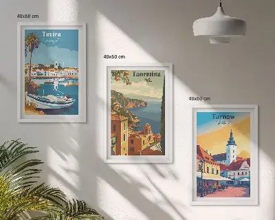 Ansichten von Küstenstädten 3er-Set Bilder mit Rahmen
