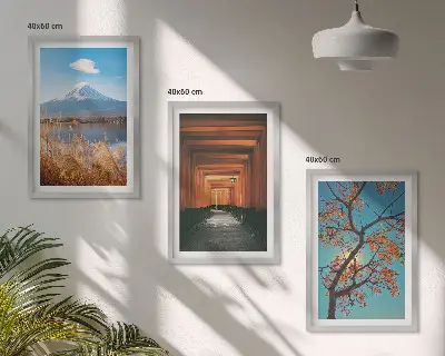 Gerahmtes Bilderset mit japanischen Naturlandschaften