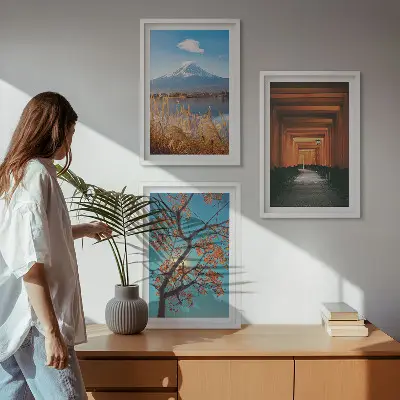 Gerahmtes Bilderset mit japanischen Naturlandschaften