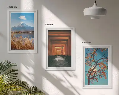 Gerahmtes Bilderset mit japanischen Naturlandschaften