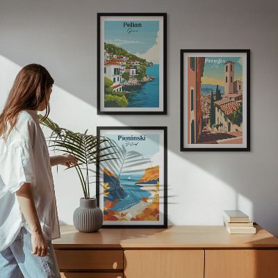 Gerahmtes bilderset Malerische Retro-Landschaften