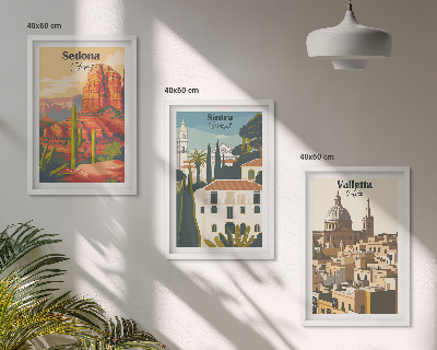 Gerahmtes bilderset Ansichten Sedona Sintra Valletta Retro