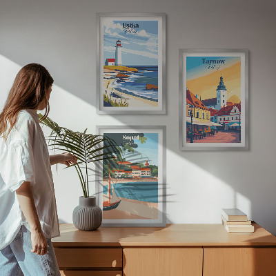 Gerahmtes bilderset Stadtansichten Ustka Tarnów Sopot