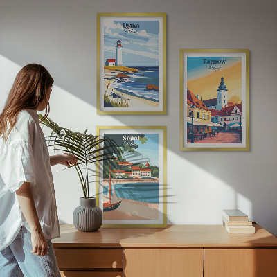 Gerahmtes bilderset Stadtansichten Ustka Tarnów Sopot