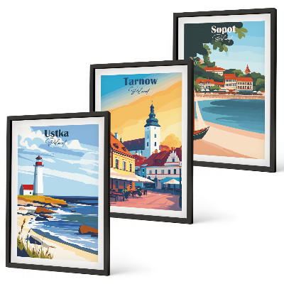 Gerahmtes bilderset Stadtansichten Ustka Tarnów Sopot