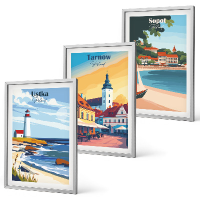 Gerahmtes bilderset Stadtansichten Ustka Tarnów Sopot