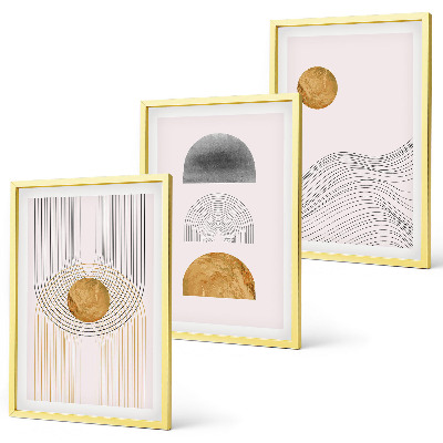 Gerahmtes bilderset Abstrakte Formen in Beige und Grau