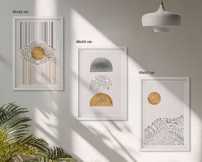 Gerahmtes bilderset Abstrakte Formen in Beige und Grau