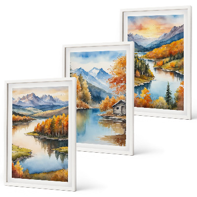 Bilder-3er-set mit rahmen Herbstliche Berglandschaften
