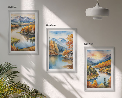 Bilder-3er-set mit rahmen Herbstliche Berglandschaften