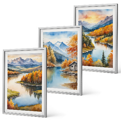 Bilder-3er-set mit rahmen Herbstliche Berglandschaften