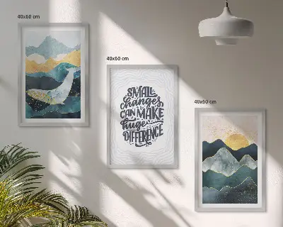 Abstrakte Berginspiration 3er-Set Bilder mit Rahmen