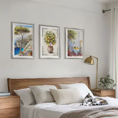 3er-Set Bilder mit Rahmen Tisch aus Zitronenholz