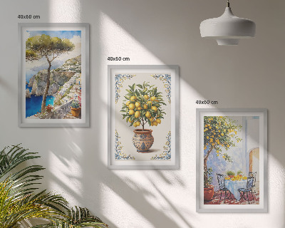 Bilder-3er-set mit rahmen Tisch aus Zitronenbaum