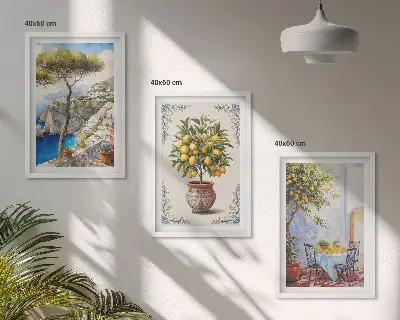 3er-Set Bilder mit Rahmen Tisch aus Zitronenholz