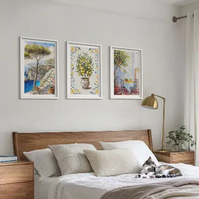 Gemälde von Zitronenbäumen 3er-Set Wandbilder inklusive Rahmen