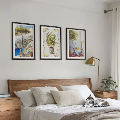 Gemälde von Zitronenbäumen 3er-Set Wandbilder inklusive Rahmen
