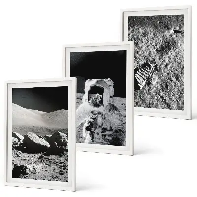 Gerahmtes Bilderset NASA-Fotos vom Mond mit Astronauten