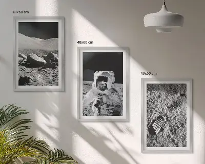 Gerahmtes Bilderset NASA-Fotos vom Mond mit Astronauten