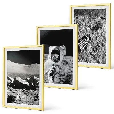 Gerahmtes Bilderset NASA-Fotos vom Mond mit Astronauten