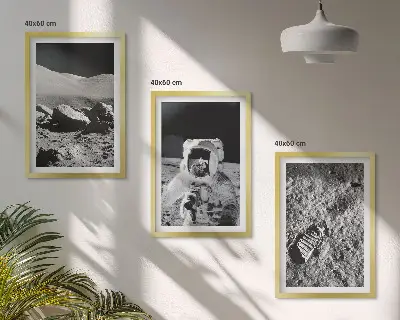 Gerahmtes Bilderset NASA-Fotos vom Mond mit Astronauten