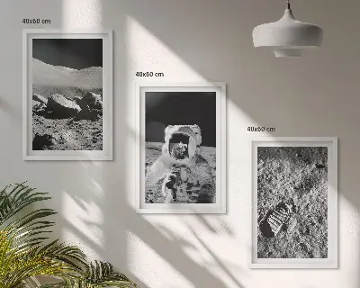 Gerahmtes Bilderset NASA-Fotos vom Mond mit Astronauten
