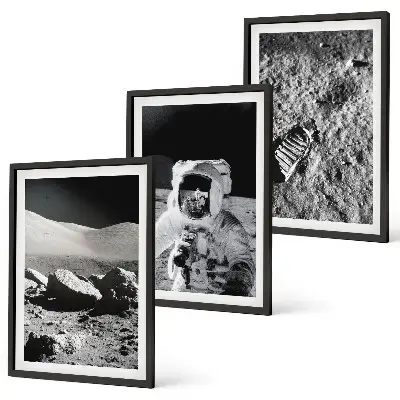 Gerahmtes Bilderset NASA-Fotos vom Mond mit Astronauten