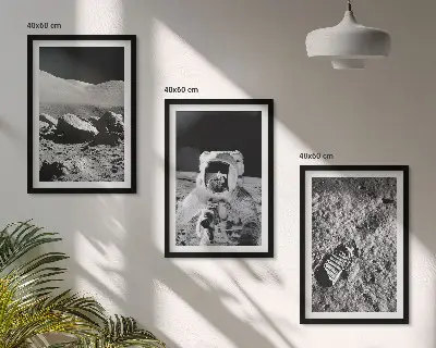 Gerahmtes Bilderset NASA-Fotos vom Mond mit Astronauten