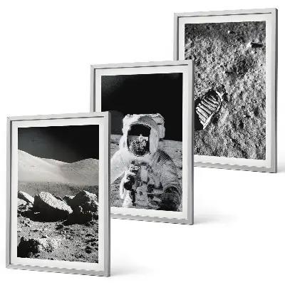 Gerahmtes Bilderset NASA-Fotos vom Mond mit Astronauten