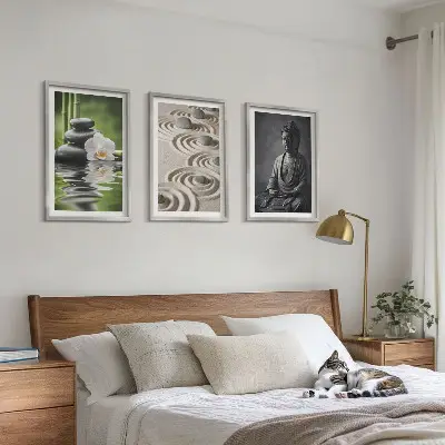 3er-Set Wandbilder mit Rahmen entspannendes Zen-Buddha-Motiv
