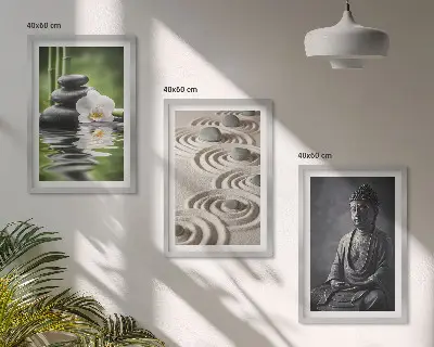 3er-Set Wandbilder mit Rahmen entspannendes Zen-Buddha-Motiv