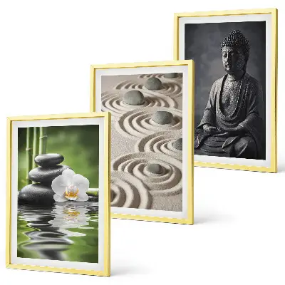 3er-Set Wandbilder mit Rahmen entspannendes Zen-Buddha-Motiv