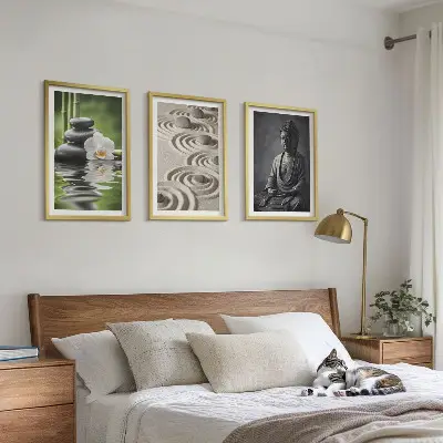 3er-Set Wandbilder mit Rahmen entspannendes Zen-Buddha-Motiv
