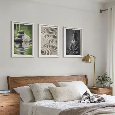 3er-Set Wandbilder mit Rahmen entspannendes Zen-Buddha-Motiv