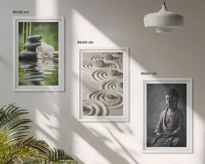 3er-Set Wandbilder mit Rahmen entspannendes Zen-Buddha-Motiv