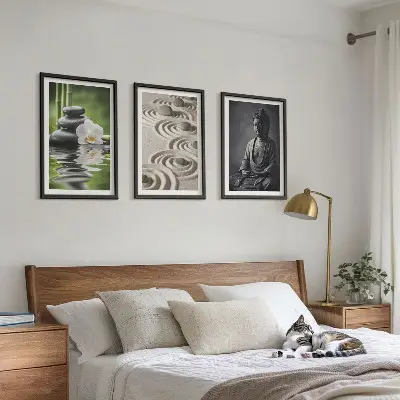 3er-Set Wandbilder mit Rahmen entspannendes Zen-Buddha-Motiv