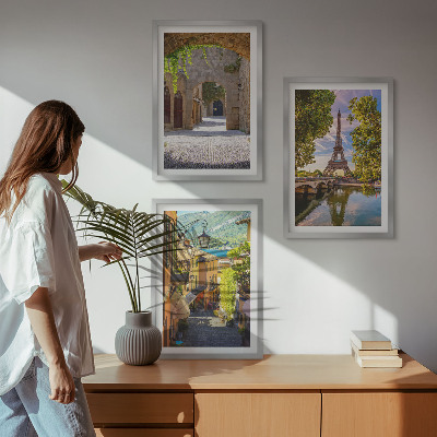Gerahmtes bilderset Straßen der Eiffel-Architektur