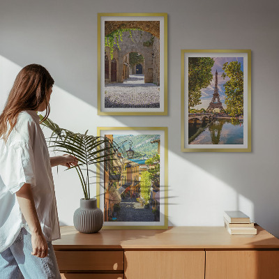 Gerahmtes bilderset Straßen der Eiffel-Architektur