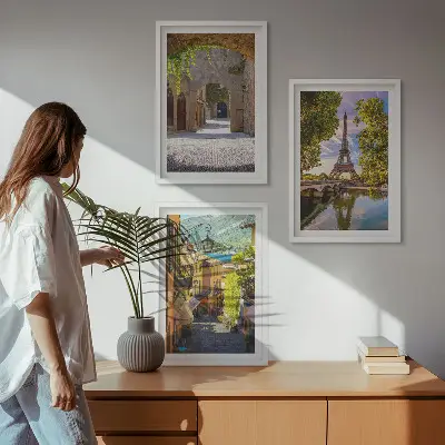 Gerahmtes Bilderset mit Straßen der Eiffel-Architektur