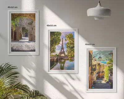 Gerahmtes Bilderset mit Straßen der Eiffel-Architektur
