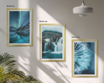 Bilder-3er-set mit rahmen Winterlandschaften mit Wasserfällen
