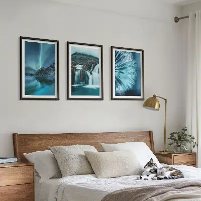 Winterlandschaften mit Wasserfällen 3er-Set Bilder inklusive Rahmen