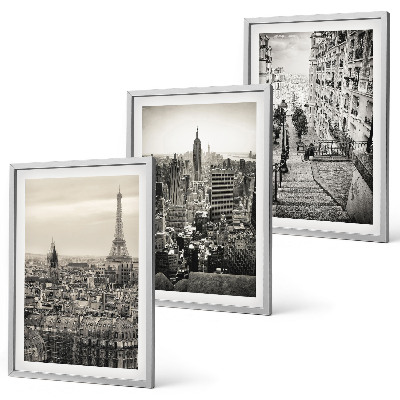 Bilder-3er-set mit rahmen Aussicht Paris New York Treppen