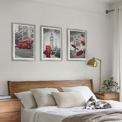 Gerahmtes bilderset Red Accents London