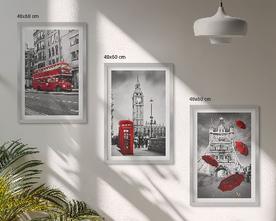 Gerahmtes bilderset Red Accents London